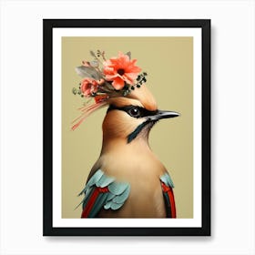 Bird With A Flower Crown Cedar Waxwing 3 Art Print