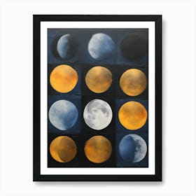 Retro Abstract Moons 2 Art Print