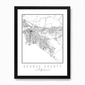 Orange County California Street Map Art Print