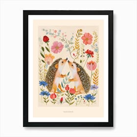 Folksy Floral Animal Drawing Hedgehog 5 Poster Art Print