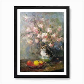 Apple Blossom With A Cat 1 Art Print