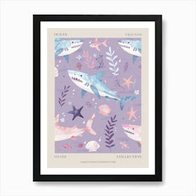 Purple Largetooth Cookiecutter Shark Illustration 2 Poster Art Print
