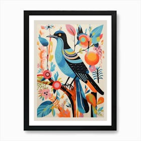 Colourful Scandi Bird Mockingbird 2 Art Print