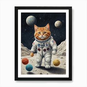 Cat On The Moon Art Print