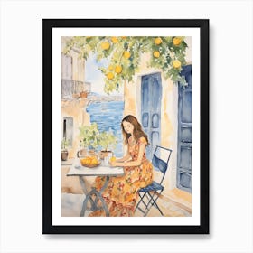 At A Cafe In Zadar Croatia Watercolour Art Print