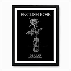 English Rose In A Jar Line Drawing 4 Poster Inverted Art Print