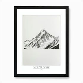 Mount Cook Usa Line Drawing 1 Poster Art Print