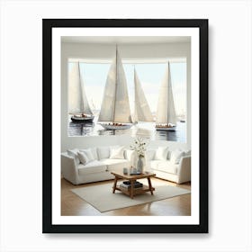 Sailboats In The Harbor Art Print