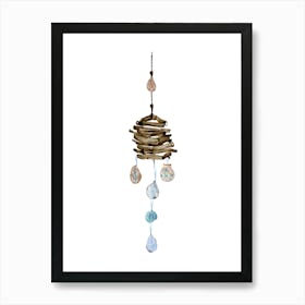 Decorative Beach Wood and Shell Hanging Art Print