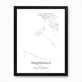 Nagykovacsi,Hungary Minimalist Map Art Print