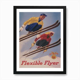 Ski Jumpers, Vintage Ski Poster, Retro Wall Decor Art Print