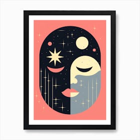 Cute Pastel Moon Digital Illustration  2 Art Print