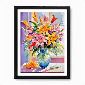 Lilies In A Vase 2 Art Print