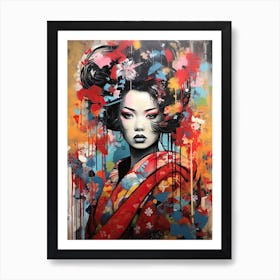 Grafitti Of A Geisha Street Art 3 Art Print