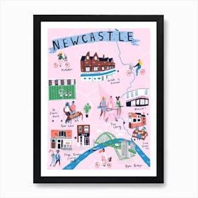 Newcastle Map Art Print