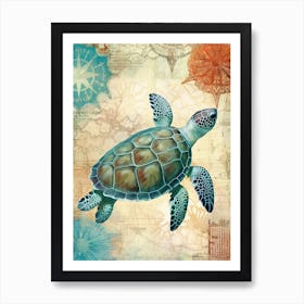 Beach House Sea Turtle  1 Art Print