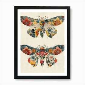 Textile Butterflies William Morris Style 10 Art Print