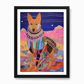 Maximalist Animal Painting Jackal 2 Art Print