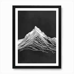 Stob Binnein Mountain Line Drawing 6 Art Print