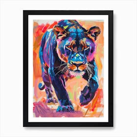 Black Lioness On The Prowl Fauvist Painting 1 Art Print