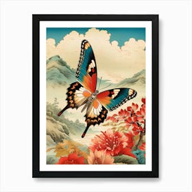 Butterfly And Flowers Art Print