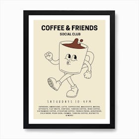 Coffee And Friends Social Club Retro Food Kitchen Art Print