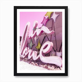 In Love Vintage Pink Neon Sign Art Print