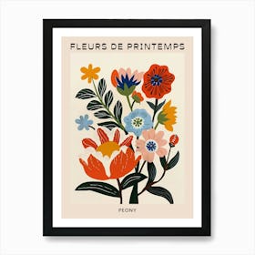 Spring Floral French Poster  Peony 2 Art Print