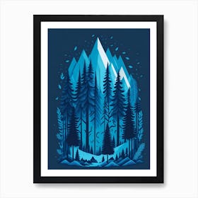 A Fantasy Forest At Night In Blue Theme 12 Poster