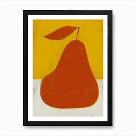 Red Pear Fruit In Yellow Kitchen Art Print
