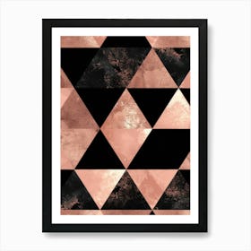 Rose Gold And Black Geometric Pattern Art Print