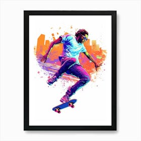 Skateboarding In Sydney, Australia Gradient Illustration 2 Art Print