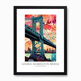 George Washington Bridge New Jersey Colourful 4 Travel Poster Art Print