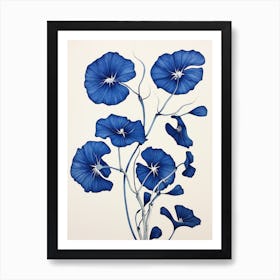 Blue Botanical Morning Glory 1 Art Print