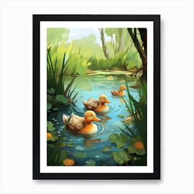 Ducklings In The Woodlands 2 Art Print