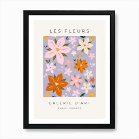 Les Fleurs | 08 - Retro Flowers Purple Orange Blush Floral Art Print