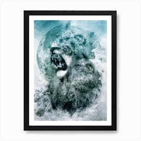 Lion Blue Art Print