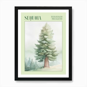 Sequoia Tree Atmospheric Watercolour Painting 3 Poster Art Print