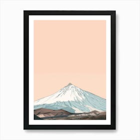 Mount Teide Spain Color Line Drawing (8) Art Print