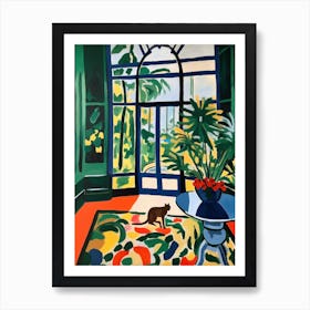 Painting Of A Cat In Kew Gardens, United Kingdom In The Style Of Matisse 02 Art Print