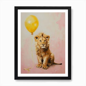 Cute Lion 4 With Balloon Art Print