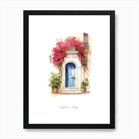 Cagliari, Italy   Mediterranean Doors Watercolour Painting 3 Poster Art Print