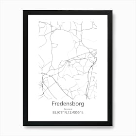 Fredensborg,Denmark Minimalist Map Art Print