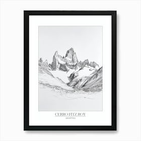 Cerro Fitz Roy Argentina Line Drawing 4 Poster Art Print