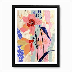 Colourful Flower Illustration Larkspur 4 Art Print