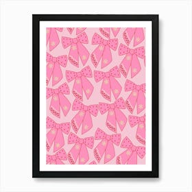 Pink Christmas Bows Art Print