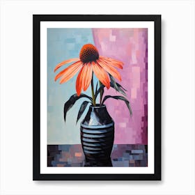 Bouquet Of Purple Coneflower Flowers, Autumn Fall Florals Painting 3 Art Print