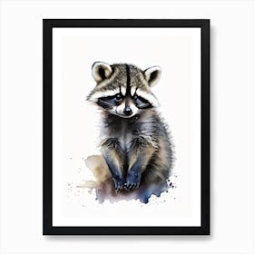 Baby Raccoon Watercolour 3 Art Print