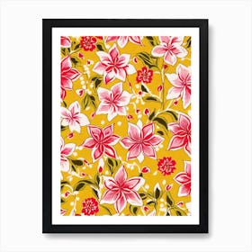 Amaryllis Floral Print Retro Pattern 1 Flower Art Print