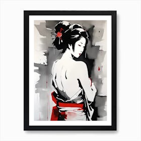 Traditional Japanese Art Style Geisha Girl 17 Art Print